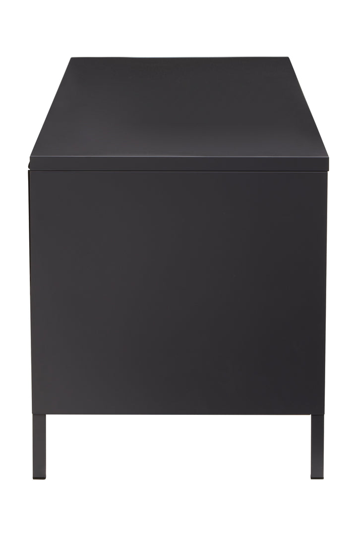 Acier Media Unit in Black Metal with 2 Doors