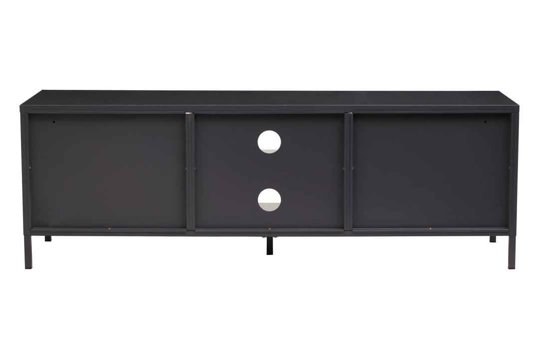 Acier Media Unit in Black Metal with 2 Doors