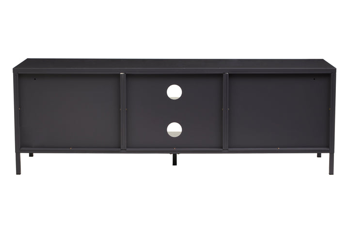 Acier Media Unit in Black Metal with 2 Doors
