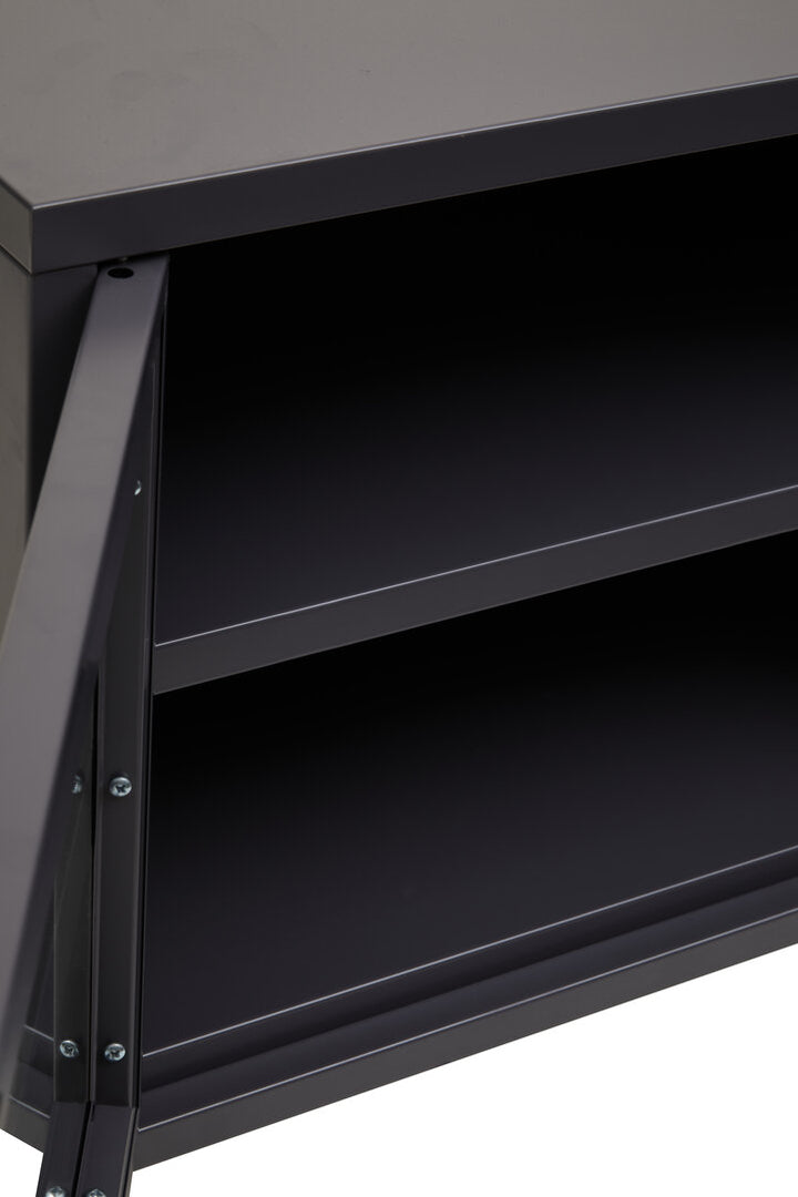 Stone Metal Media Unit – Black (Two Door)