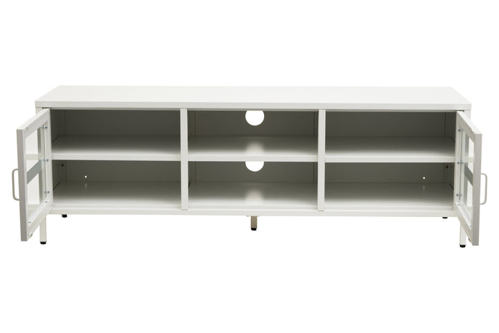 Acier Media Unit in White Metal with 2 Doors