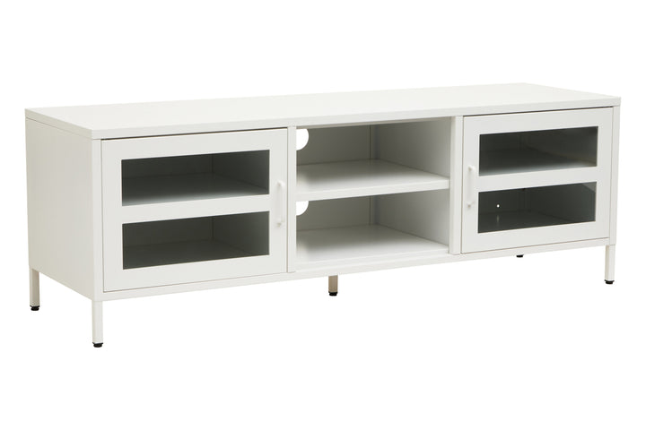 Acier Media Unit in White Metal with 2 Doors