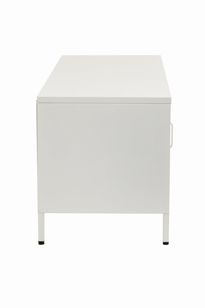 Acier Media Unit in White Metal with 2 Doors