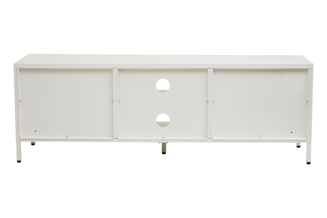 Acier Media Unit in White Metal with 2 Doors
