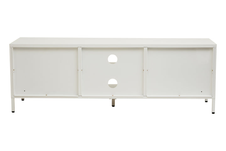Acier Media Unit in White Metal with 2 Doors