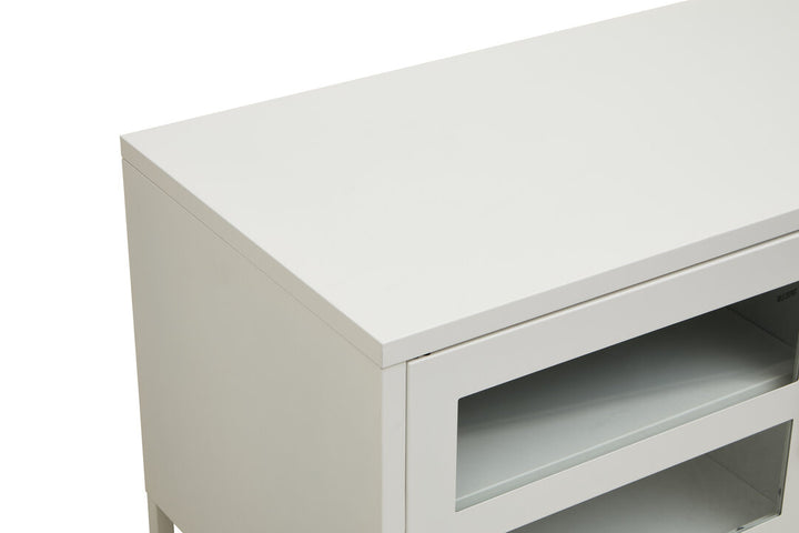 Stone Metal Media Unit – White (Two Door)