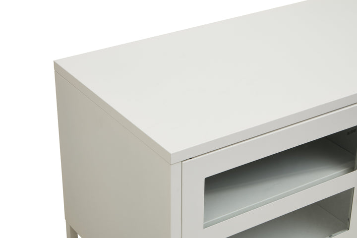 Acier Media Unit in White Metal with 2 Doors