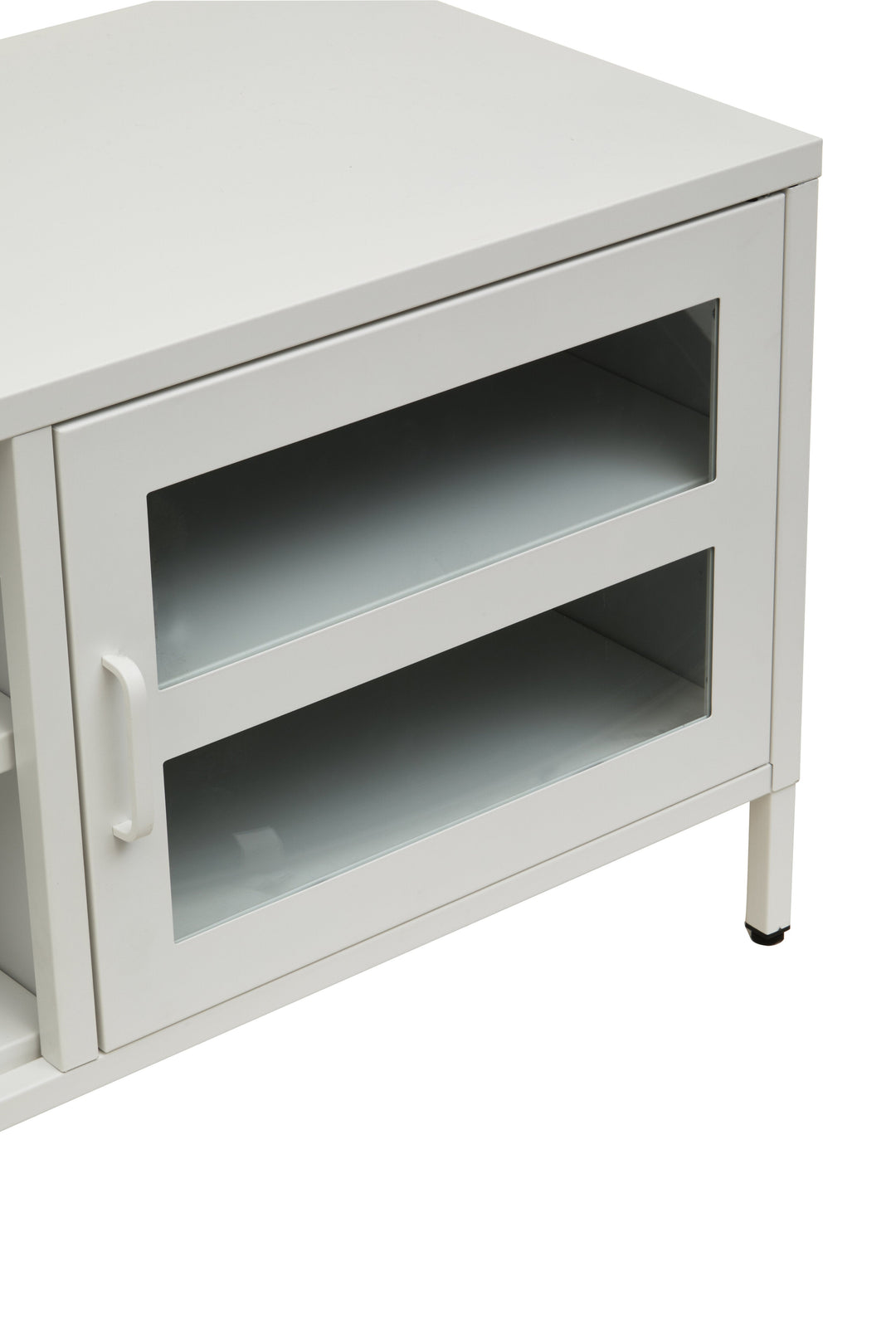 Acier Media Unit in White Metal with 2 Doors