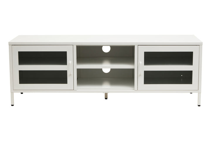 Stone Metal Media Unit – White (Two Door)