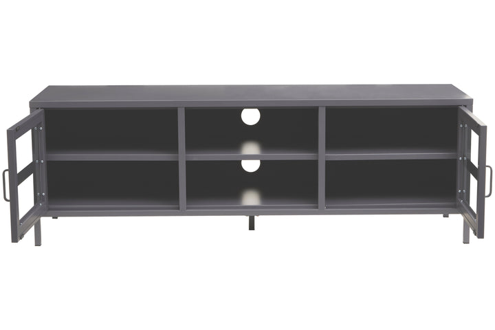 Acier Media Unit in Grey Metal with 2 Doors