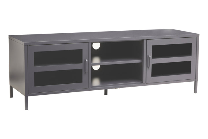 Acier Media Unit in Grey Metal with 2 Doors