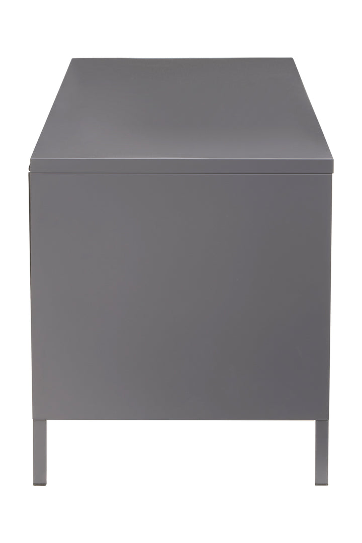 Acier Media Unit in Grey Metal with 2 Doors