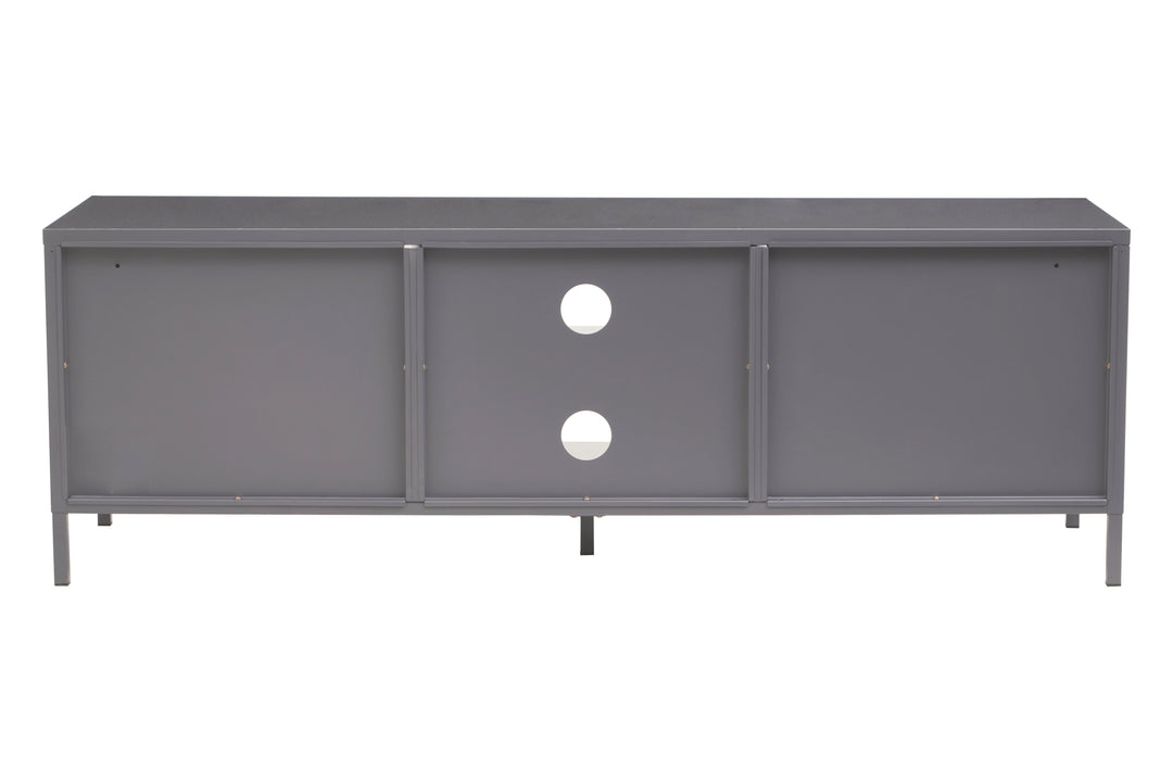 Acier Media Unit in Grey Metal with 2 Doors