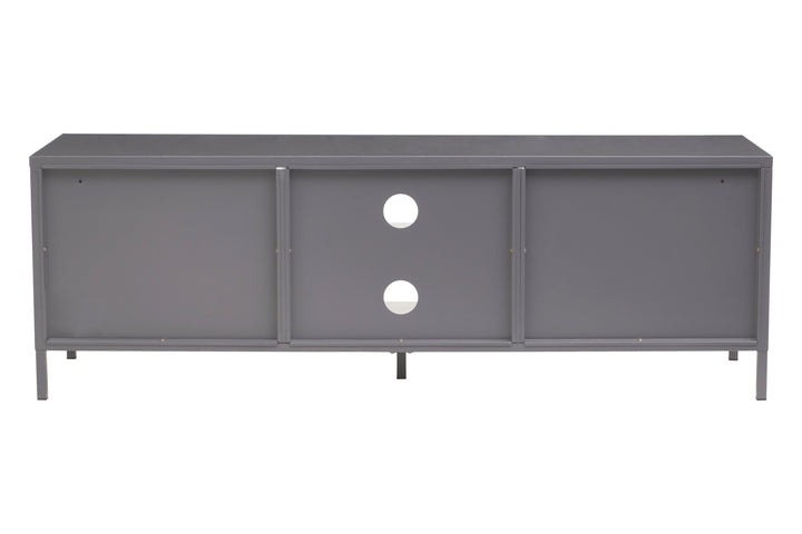 Acier Media Unit in Grey Metal with 2 Doors