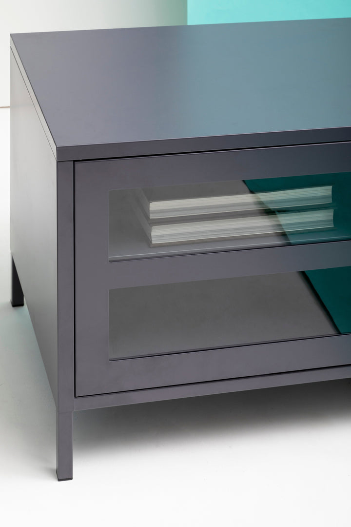 Acier Media Unit in Grey Metal with 2 Doors