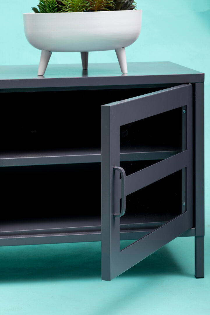 Stone Metal Media Unit – Grey (Two Door)