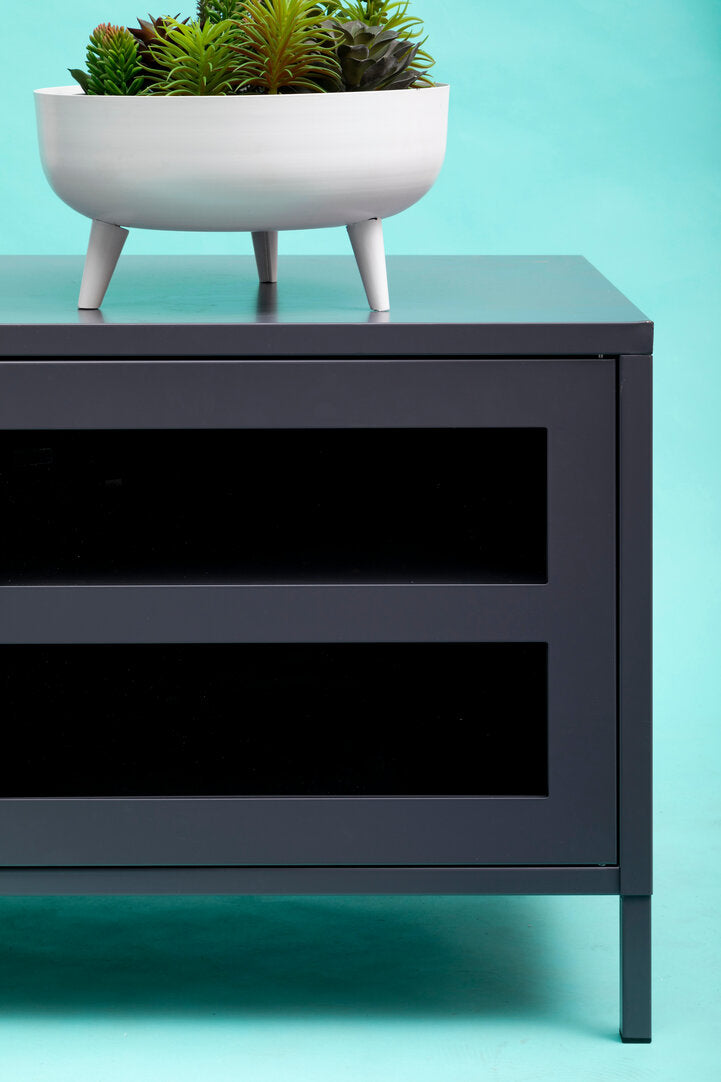 Stone Metal Media Unit – Grey (Two Door)