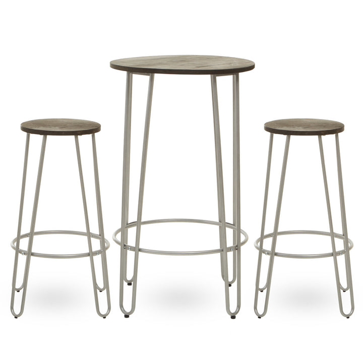 Mirador Bar Table & Stool Set – Silver Frame (3Pc)
