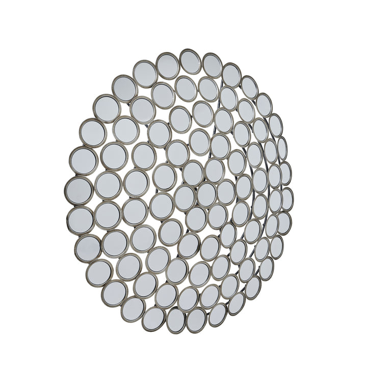 Large Antiqued Silver Round Convex Mirror