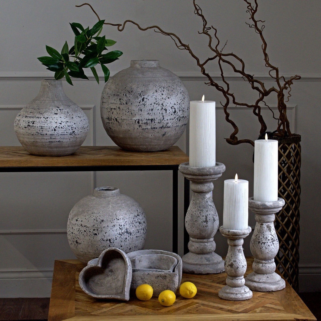 Earthy & Intimate: Small Stone Ceramic Candle Holder
