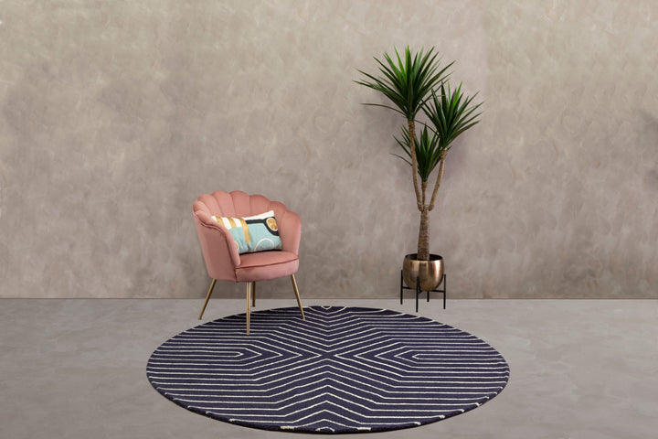 Bosie Moyo Blue & White Round Rug