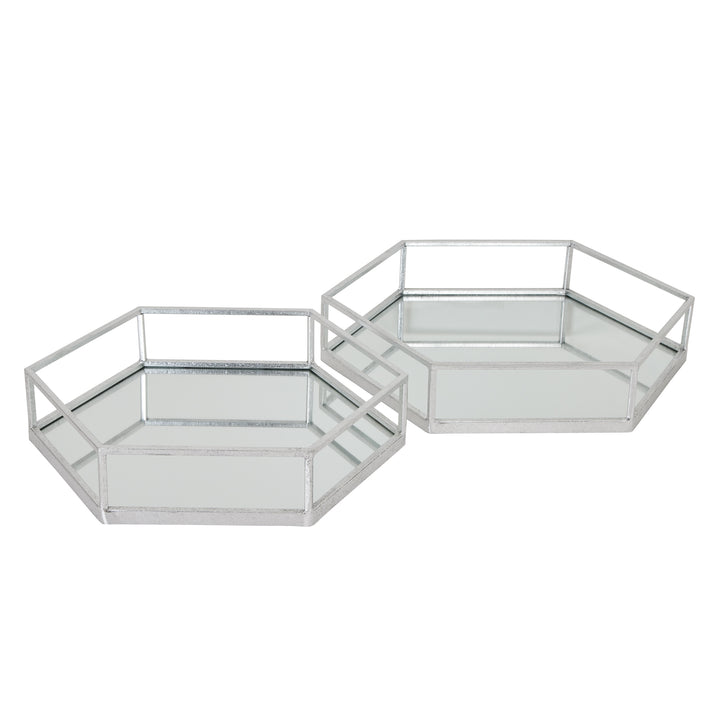 Silver-Hexagon-Set-Of-Two-Trays