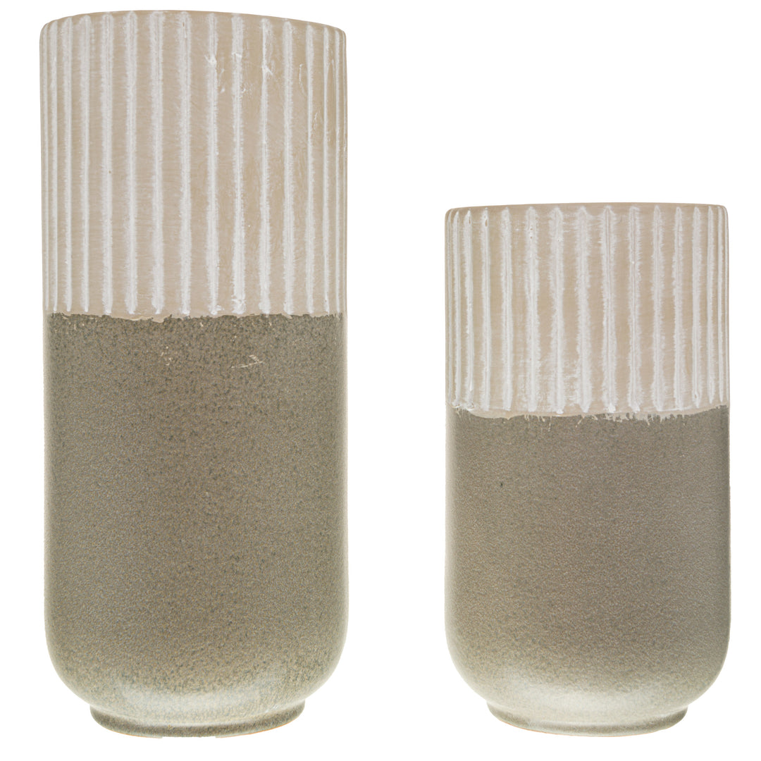 Modern Minimalist: Mason Grey Ceramic Straight Vase