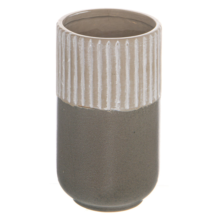Modern Minimalist: Mason Grey Ceramic Straight Vase