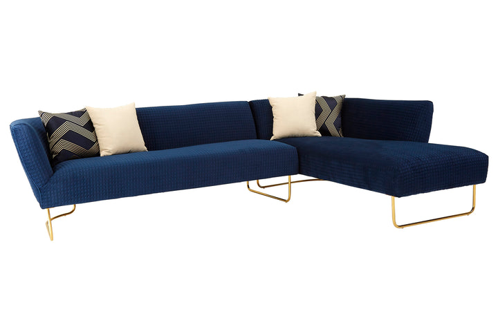 Renee Dark Blue Velvet Corner Sofa – 5 Seater