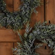 Frosted Pine Wreath with Pinecones