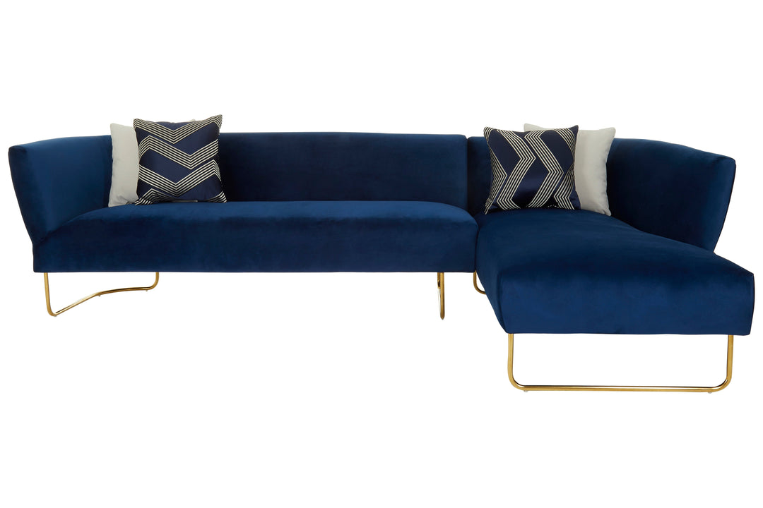 Renee Dark Blue Velvet Corner Sofa – 5 Seater