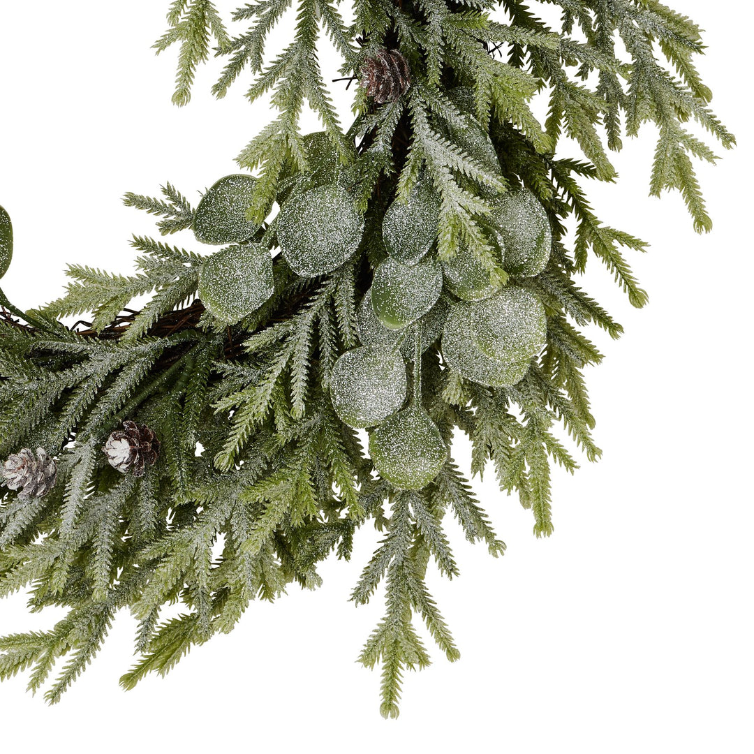 Frosted-Pine-And-Eucalyptus-Wreath