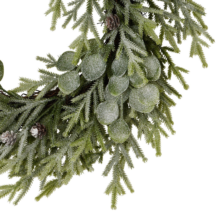 Frosted-Pine-And-Eucalyptus-Wreath