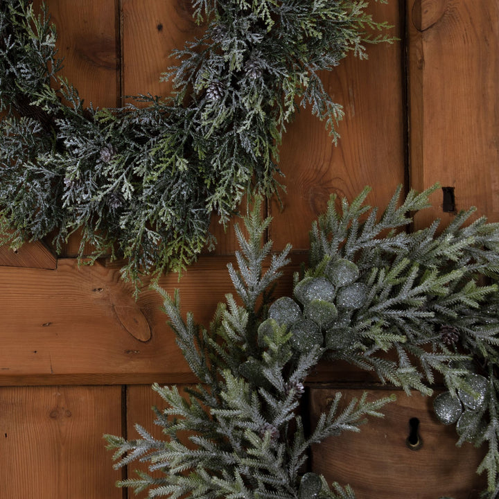 Frosted-Pine-And-Eucalyptus-Wreath