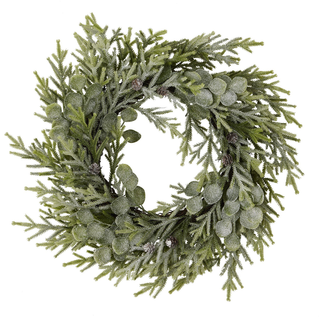 Frosted-Pine-And-Eucalyptus-Wreath
