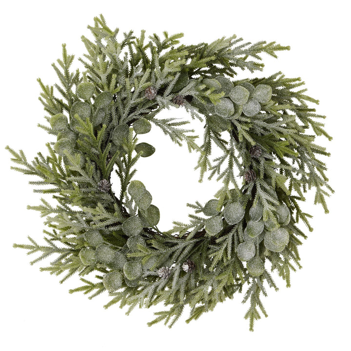 Frosted-Pine-And-Eucalyptus-Wreath