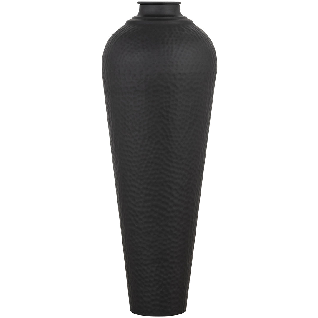 Matt-Black-Medium-Hammered-Vase-With-Lid