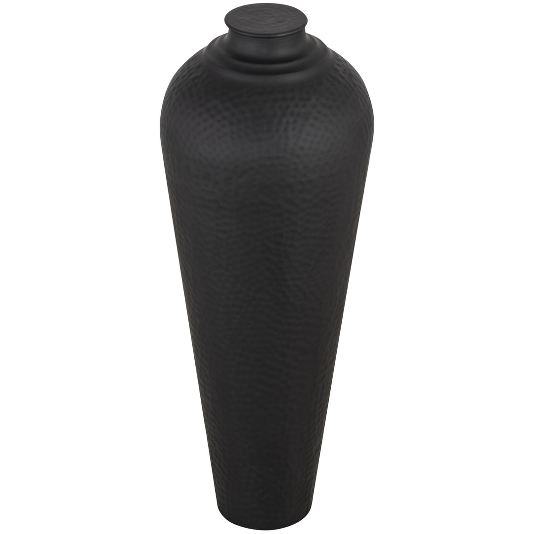 Matt-Black-Medium-Hammered-Vase-With-Lid