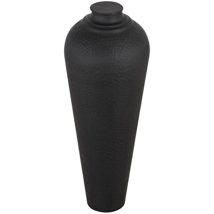 Matt-Black-Medium-Hammered-Vase-With-Lid