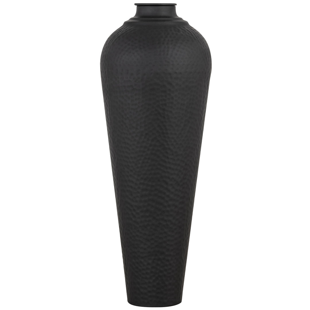 Matt-Black-Medium-Hammered-Vase-With-Lid