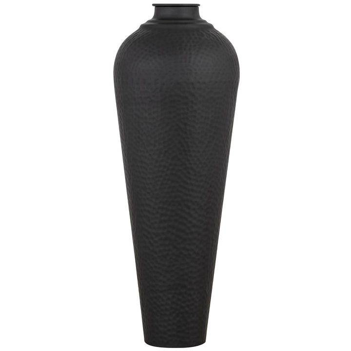 Matt-Black-Medium-Hammered-Vase-With-Lid