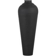 Medium Matt Black Hammered Vase with Lid