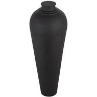 Large Matt Black Hammered Vase with Lid