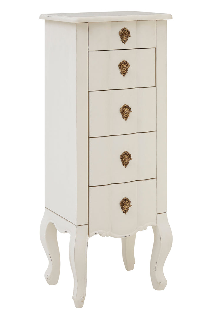 Loire Small Chest in White with 5 Drawers