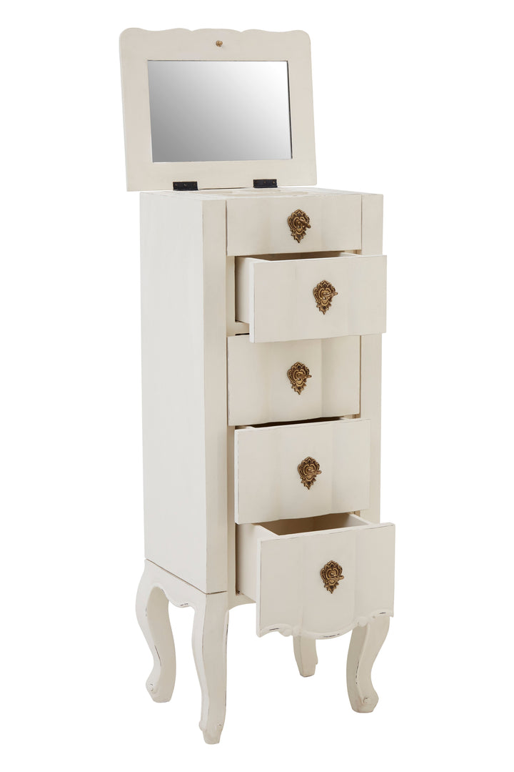 Loire Small Chest in White with 5 Drawers