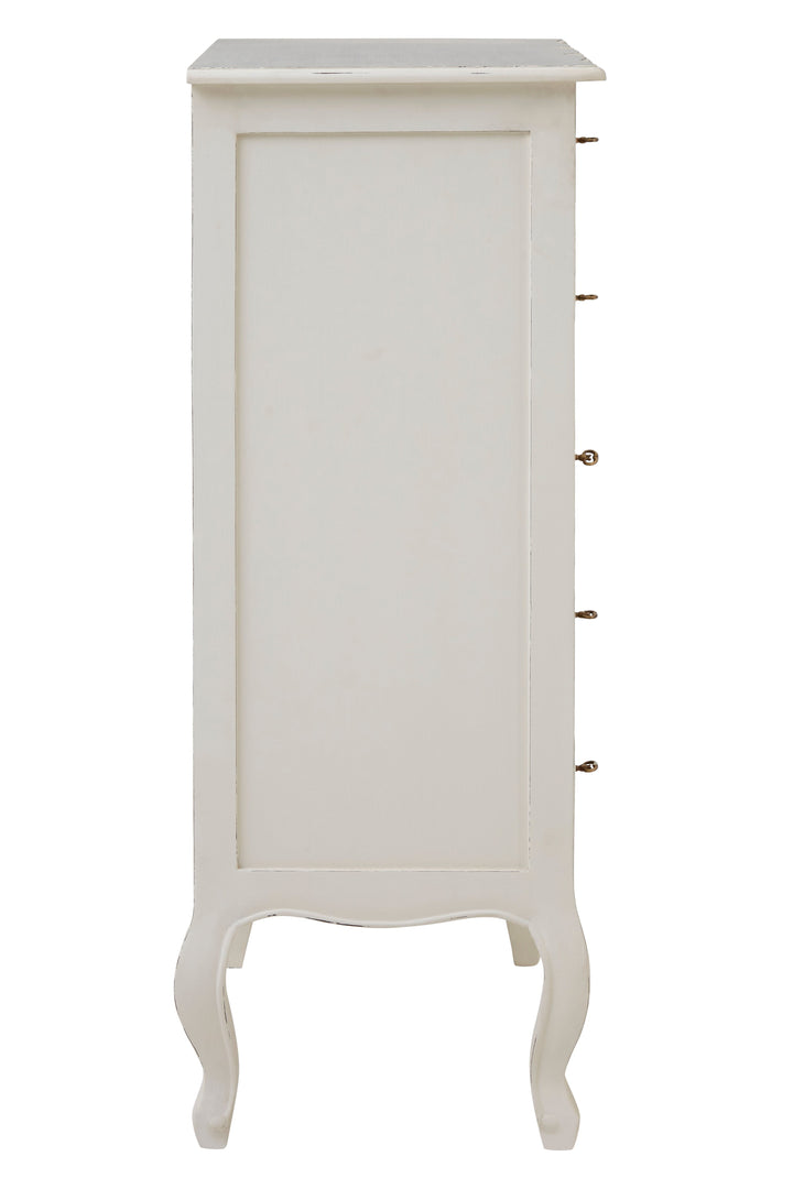 Loire Chest in White Finish with 5 Drawers