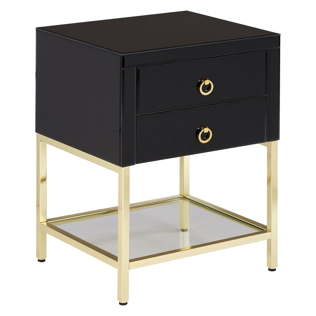 Kensington Townhouse Side Table in Black Finish with 2 Drawers