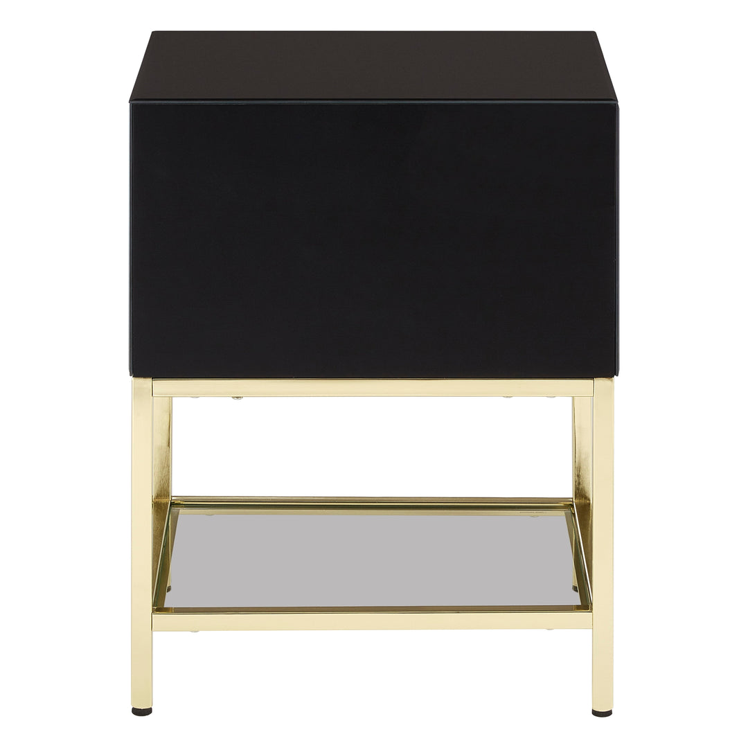Kensington Townhouse Side Table in Black Finish with 2 Drawers