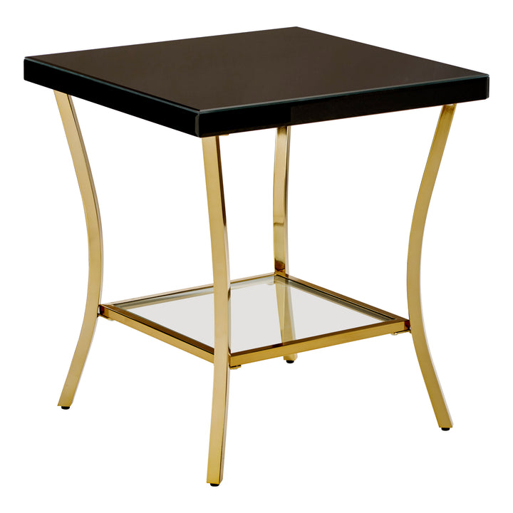 Kensington Townhouse Black Mirror Side Table with Gold Legs