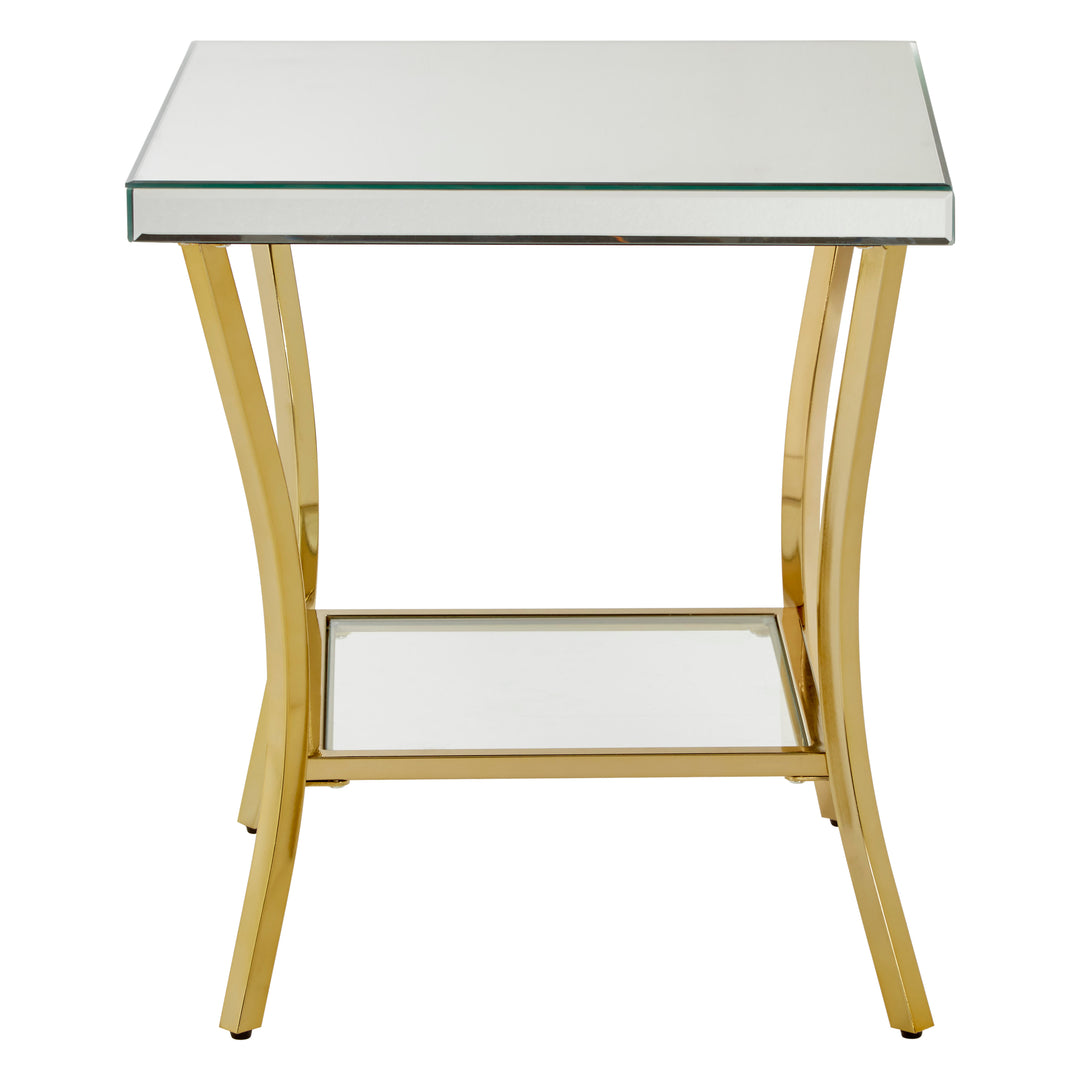 Kensington Townhouse Mirror Side Table with Gold Legs
